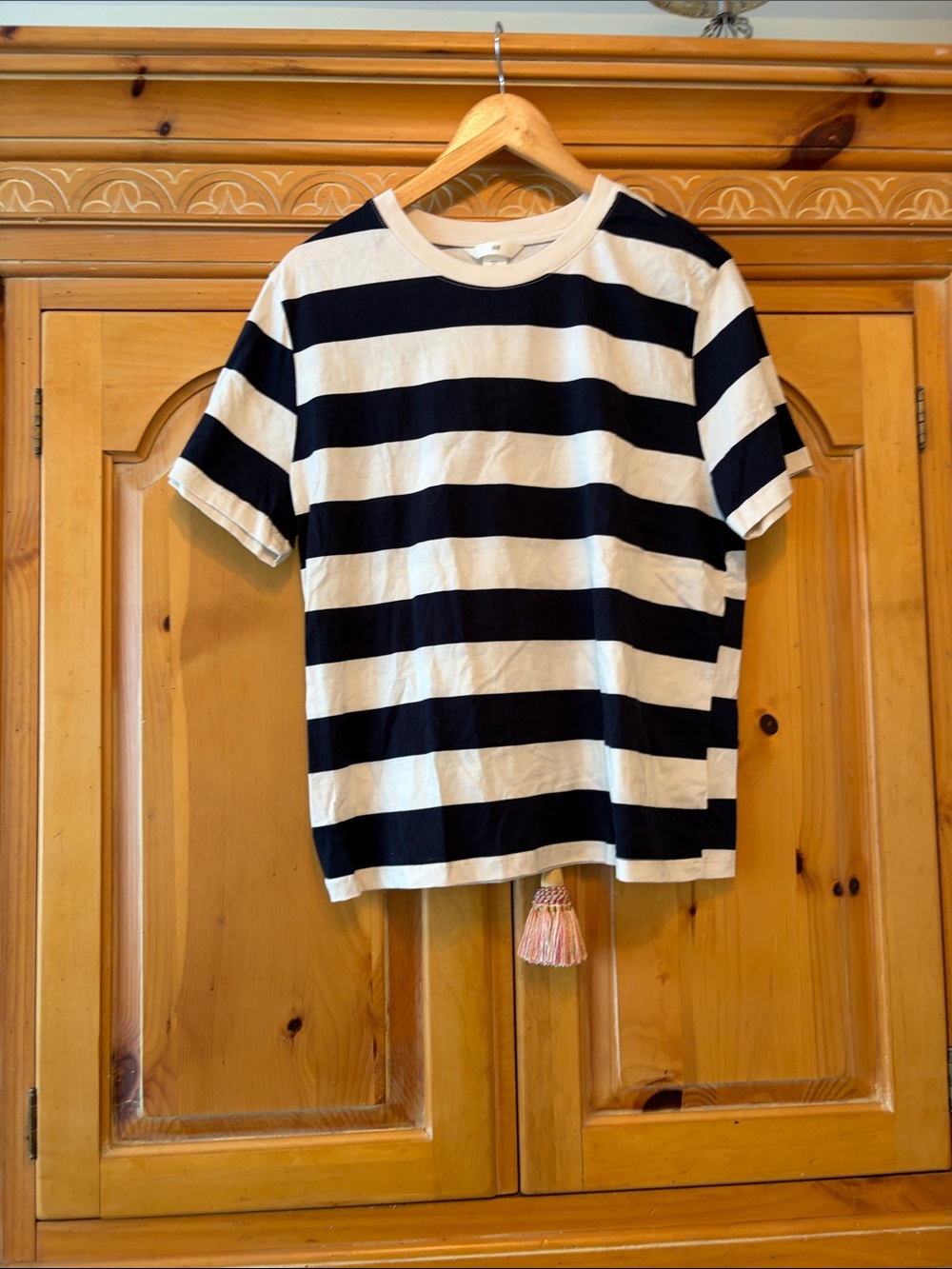 H&M Black and White Crewneck Stripe Tee
